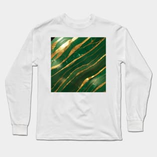 Emerald Green Gilt Marble Long Sleeve T-Shirt